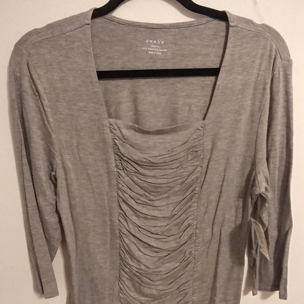Grace XL Heather Gray Blouse - NWT